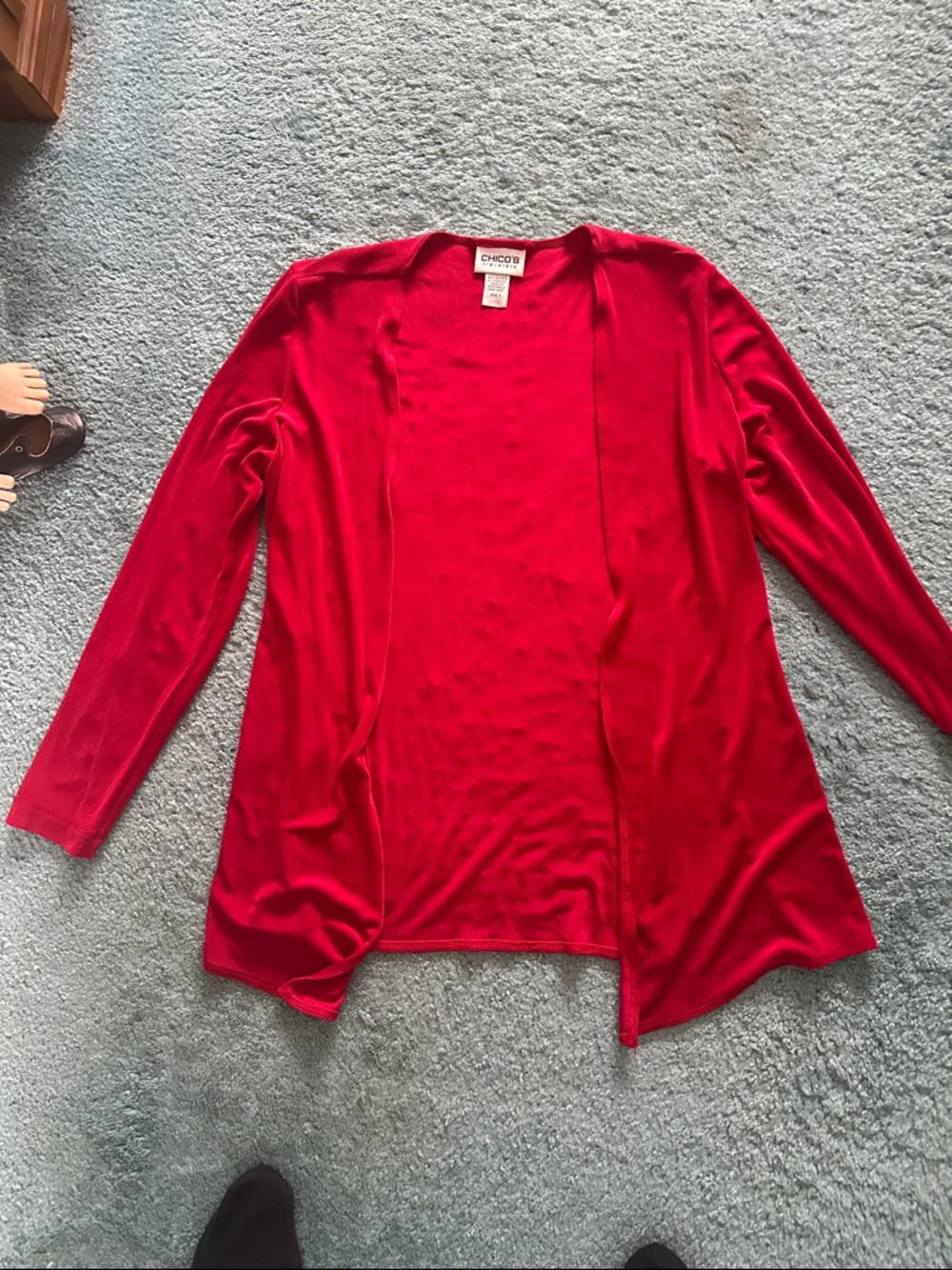 Chico's Open Drape Red Cardigan Traveler’s Size 0
